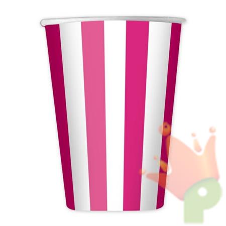 BICCHIERI 200CC STRIPES FUCSIA 8PZ