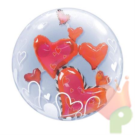 PALLONCINO MYLAR 24INCH BUBBLE LOVE FLOAT HEART #