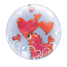 PALLONCINO MYLAR 24INCH BUBBLE LOVE FLOAT HEART #