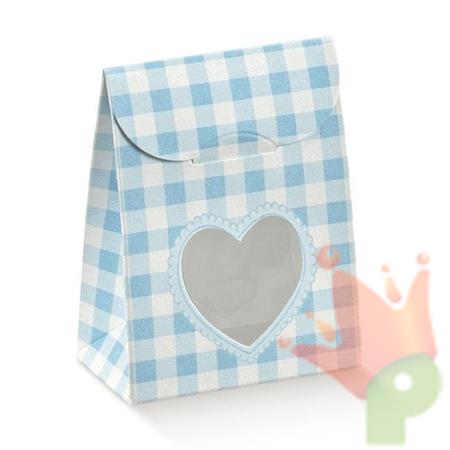 SACCHETTI CON FINESTRA TED BEAR AZZURRO CUORE 60X35X80 10PZ