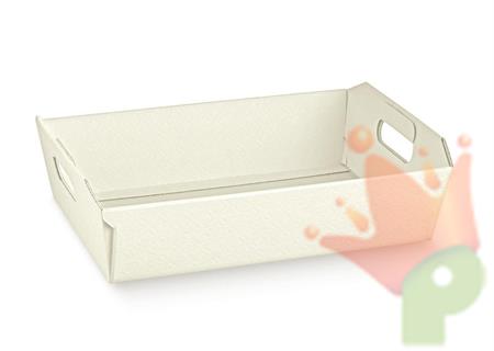 CONTENITORE IN CARTONE CON MANICI 400X300X120 MATELASSE' BIANCO