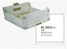 CASSETTA GRANDE LEGNO BIANCO 42X29X14 CM