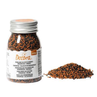 PERLINE IN ZUCCHERO ARANCIO E NERO 100GR