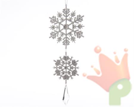 PENDENTE FIOCCO CON GLITTER BIANCO 24 CM