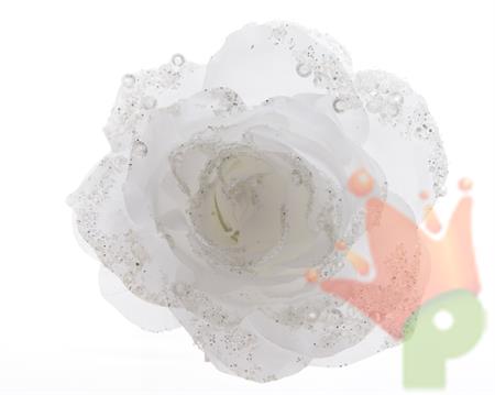 ROSA CON CLIP BIANCO GLITTER DIA 14