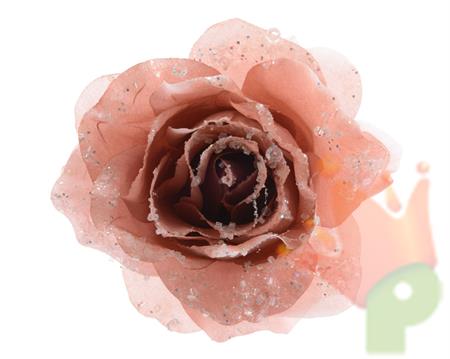 ROSA CON CLIP ROSA GLITTER DIA 14