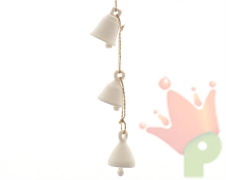 PENDENTE CON CAMPANE BIANCHE CERAMICA 9 CM