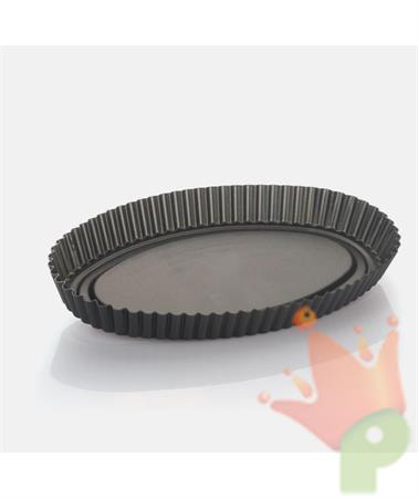 STAMPO PER CROSTATA OVALE FONDO RIALZATO 33X22X3,5CM