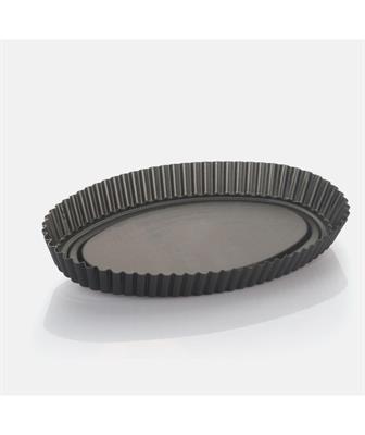 STAMPO PER CROSTATA OVALE FONDO RIALZATO 33X22X3,5CM