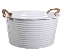 SECCHIO IN ZINCO BIANCO CON MANICI D.41,5X21CM