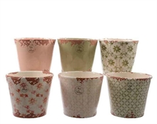 VASO IN TERRACOTTA DECORATO 6 ASSORTITI D.14X12,8CM
