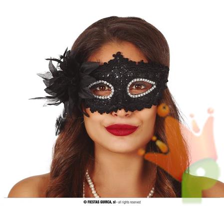 MASCHERA NERA CON FIORE