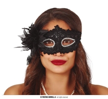 MASCHERA NERA CON FIORE