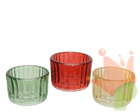 BICCHIERE PORTACANDELA 5,5X3,8 CM ORO/ROSSO/VERDE