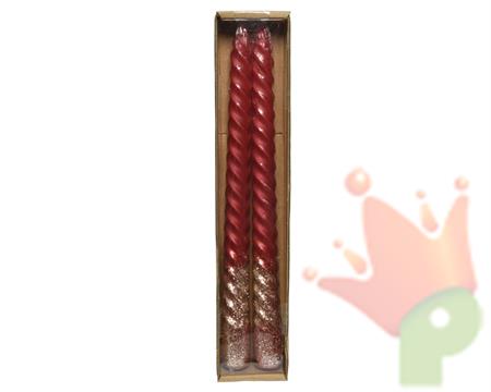 CANDELE TORCIGLIONI 25 CM ROSSO 2 PZ