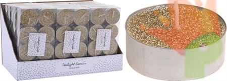 TEALIGHT GLITTER ORO 8 PZ 3X1 CM