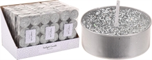 TEALIGHT ARGENTO GLITTER 8 PZ 3 CM