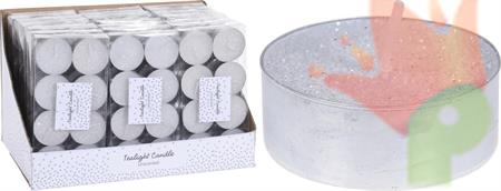 TEALIGHT BIANCO GLITTER 8 PZ 3 CM