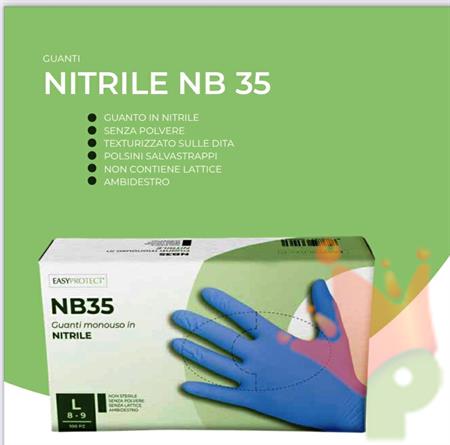 GUANTI IN NITRILE BLU NB35 TAGLIA S 100 PZ EASYPROTECT