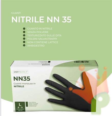 GUANTI IN NITRILE NERO NN35 TAGLIA L 100 PZ EASYPROTECT