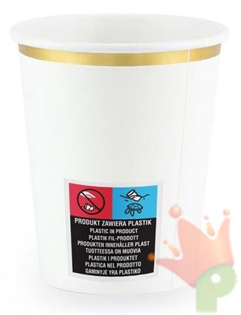 BICCHIERI 260 ML BIANCO BORDO ORO 6 PZ