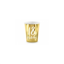 BICCHIERI 220 ML 18TH BIRTHDAY ORO 6 PZ