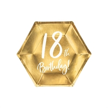 PIATTI 20 CM 18TH BIRTHDAY ORO 6 PZ