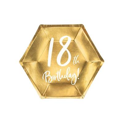 PIATTI 20 CM 18TH BIRTHDAY ORO 6 PZ