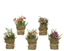 VASETTO DI JUTA CON FIORI ASS. H.17X7 CM