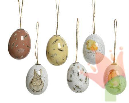 UOVA DECORATE DA APPENDERE 6X4 CM 6 PZ