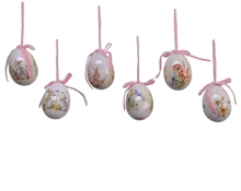 UOVA CON DECORO CONIGLIO/FIORI/FARFALLE H.6X4 CM 1 PZ ASS.