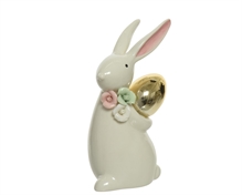 CONIGLIO BIANCO IN PORCELLANA CON UOVO H.14.2 CM