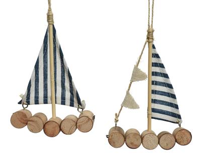 BARCA A VELA IN LEGNO H.13X8,5 CM ASS.