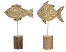 PESCE CON BASE IN LEGNO H.23X13 CM ASS.