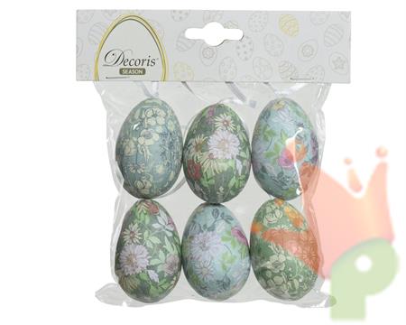 UOVA DA APPENDERE CON DECORAZIONE FLOREALE H.6X4 CM 6 PZ