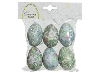 UOVA DA APPENDERE CON DECORAZIONE FLOREALE H.6X4 CM 6 PZ