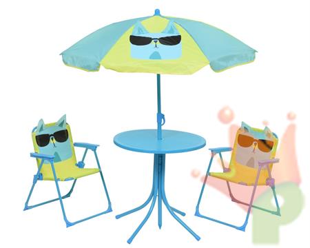 SET OMBRELLONE CON TAVOLINO E SEDIE PER BAMBINI H.125X105 CM
