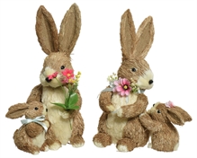 CONIGLIETTI IN POLIESTERE CON FIORI H.37X16X23 CM ASS.