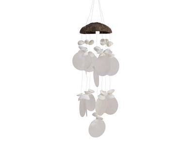 DECORAZIONE DA APPENDERE CON CONCHIGLIE BIANCHE H33X7,5 CM