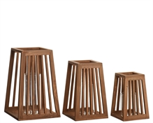 LANTERNA DECORATIVA TRAPEZOIDALE IN LEGNO H.30 CM