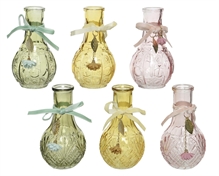 VASETTO IN VETRO CON FIORE H.11,5X6,5 CM ASS.