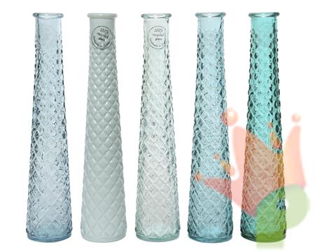 VASO IN VETRO RICICLATO H.32X7 CM ASS.