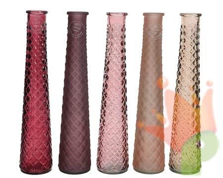 VASO IN VETRO RICICLATO TRASPARENTE H.32X7 CM ASS.