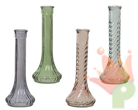 VASO IN VETRO COLORATO TRASPARENTE H.23X9 CM ASS.