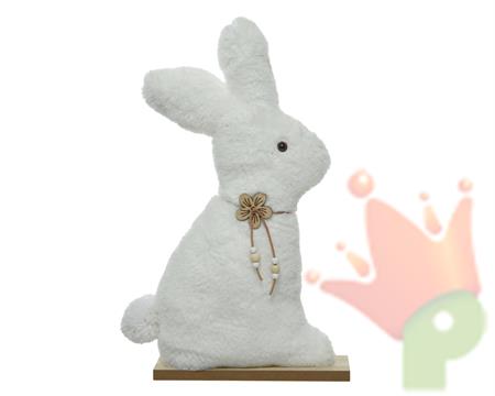 CONIGLIETTO BIANCO CON BASE IN LEGNO H.40X22X6 CM