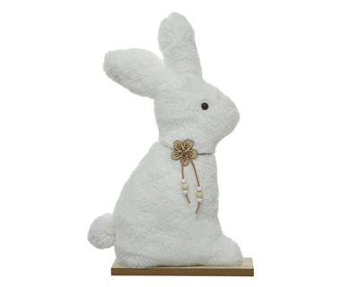 CONIGLIETTO BIANCO CON BASE IN LEGNO H.40X22X6 CM