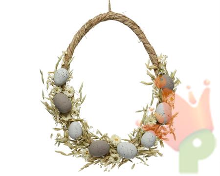 GHIRLANDA PAQUALE CON FIORI E OVETTI H.35X30
