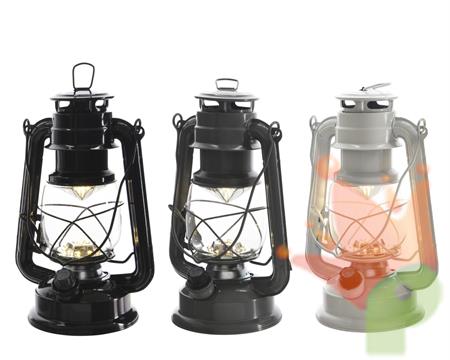 LANTERNA IN METALLO LUCE BIANCO CALDO A BATTERIE H.24X11,5 ASS.