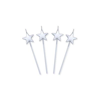 CANDELINE PICKS STELLE ARGENTO METAL 4 PZ 13 CM