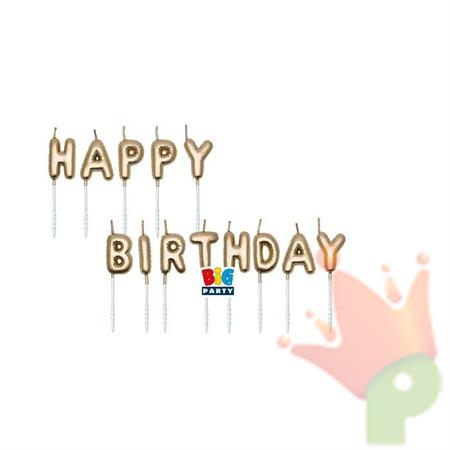 SET CANDELINE HAPPY BIRTHDAY ORO METAL 7 CM
